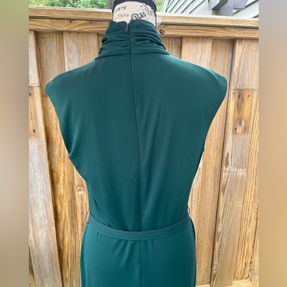 Lauren Ralph Lauren Belted Jersey Mock Neck Green Dress size 8. - Picture 9 of 11